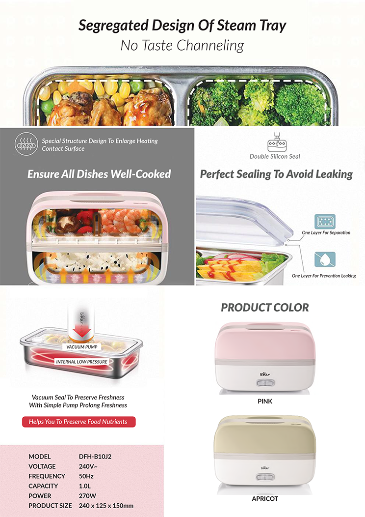 Bear Electric 2 Layer Lunch Box 1.0L Catalog Bear Malaysia